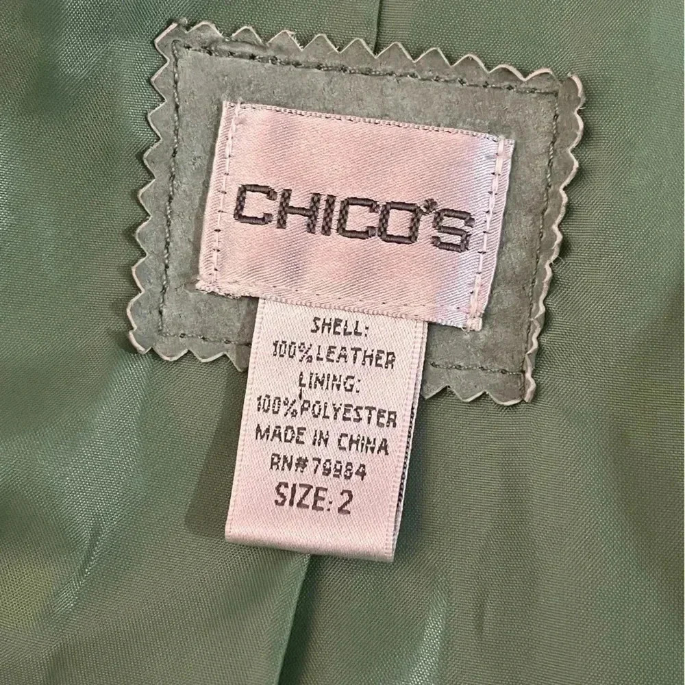 Chicos green suede size 2 (approx. US 12) GUC bomber jacket - Picture 11 of 15